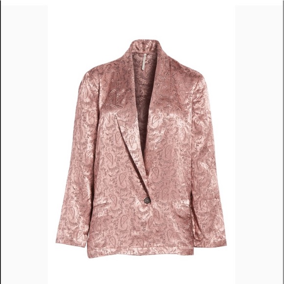 Free People Jackets & Blazers - Free People Silky Jacquard Blazer In Mauve